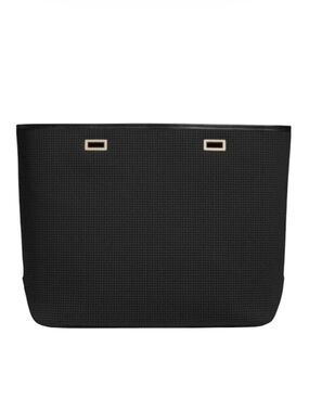 Lo & Sons Seville black leather gold hardware convertible tote bag shell